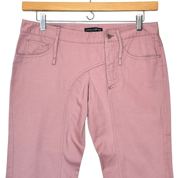 Authentic Dolce & Gabbana Straight Leg Pants Sz.8 Pink Cotton Med Rise Summer - Picture 2 of 11